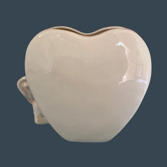 Vintage Heart Shaped Unicorn Planter Vase Pink And White - Picture 2 of 8